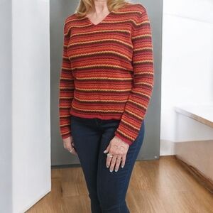 Jones Wear Striped V-Neck Sweater